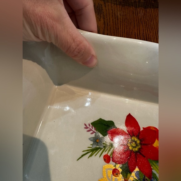 EUC Pioneer Woman Red Lace & Floral Stoneware Bakeware/Baking Dish, Used… - Picture 9 of 13
